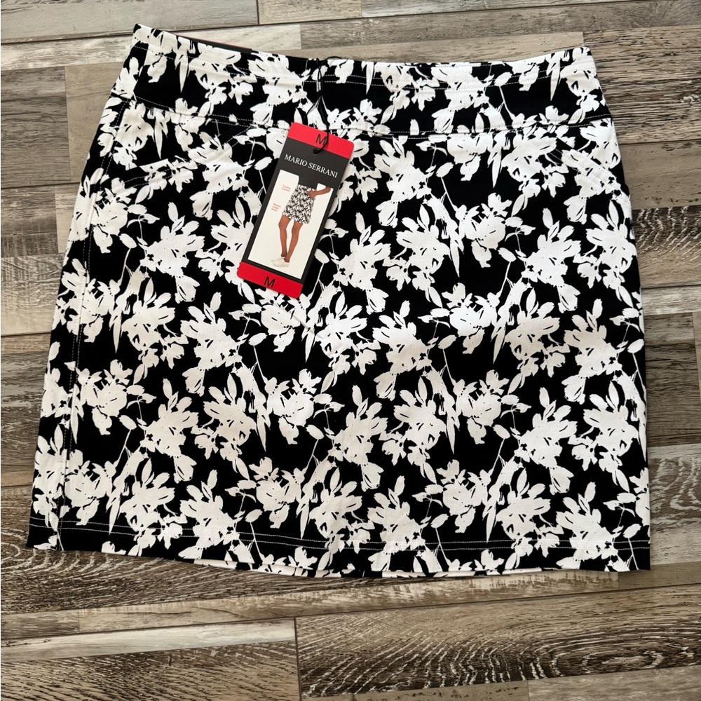 Mario Serrani Black and White Floral Skirt